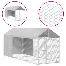 vidaXL Perrera de exterior con toldo acero galvanizado plata S para perros